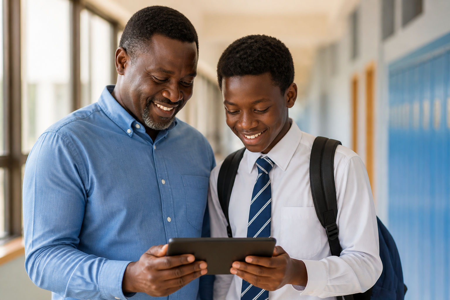 Parent and student using portal